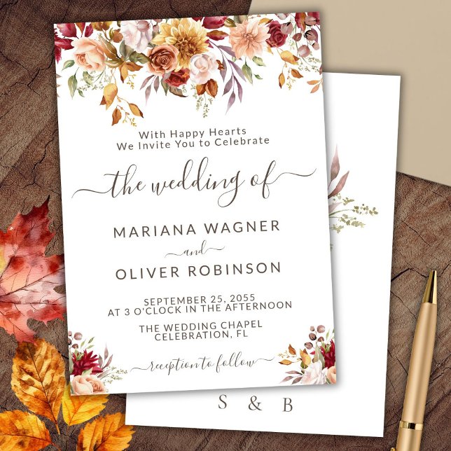 Romantic Fall Floral Wedding Invitation (Creator Uploaded)
