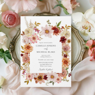 Romantic Fall Garden All In One Wedding Invitation