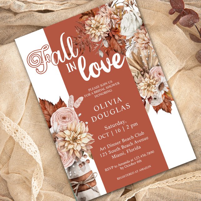 Romantic Fall in Love Boho Floral Birdal Shower Invitation (Creator Uploaded)