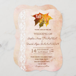Romantic Fall in Love Lace Old Paper Wedding Invitation