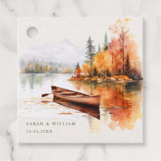 Romantic fall lake and boat wedding Favour Tags