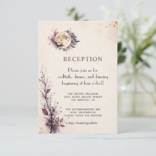 Romantic Fall Moon Bats Halloween Wedding Details Enclosure Card