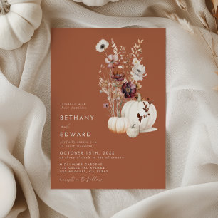Romantic Fall Terracotta Wildflower Wedding Invitation