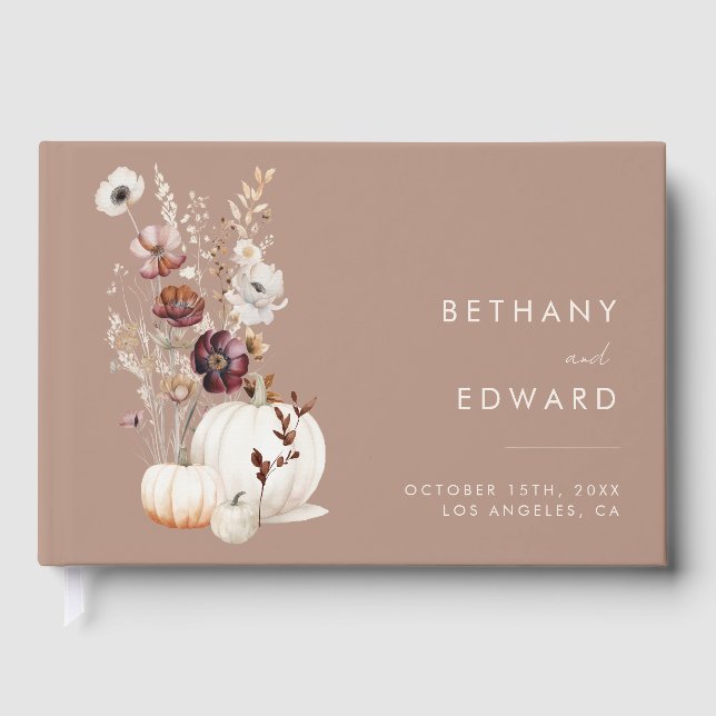Romantic Fall Wildflower Wedding Guest Book (Front)