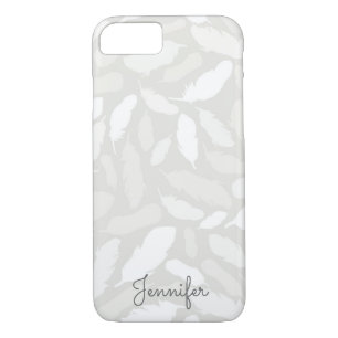 Romantic fallin feathers in grey personalised Case-Mate iPhone case