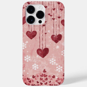 Romantic Falling Hearts and Snowflakes Case-Mate iPhone 14 Pro Max Case