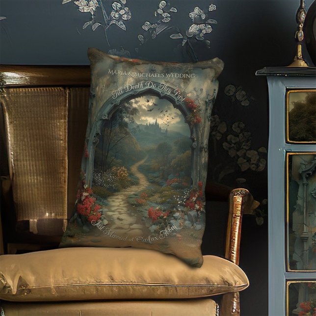 Romantic Fantasy Horror Dracula's Castle Gothic Decorative Cushion (Creator Uploaded)