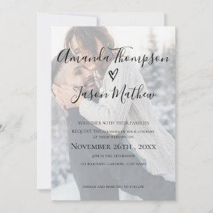 Romantic Faux Vellum Effect Photo Wedding Invitation