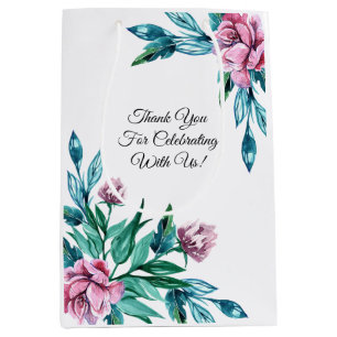 Romantic Feminine Floral 40th Birthday Medium Gift Bag