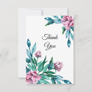 Romantic Feminine Floral 40th Birthday Thank You Card