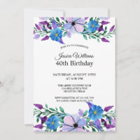 Romantic Feminine Mixed Floral 40th Birthday 