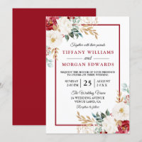 Romantic Festive Red White Green Floral Wedding