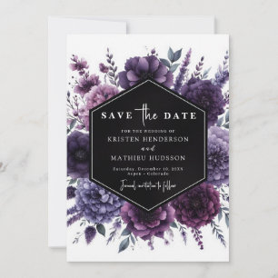 Romantic Field Purple Floral Wedding Save The Date