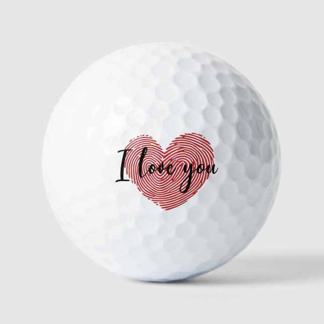 Romantic Fingerprint Heart “I Love You” Sticker Golf Balls (Front)