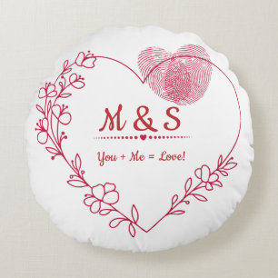 Romantic Fingerprint Heart Throw Pillow