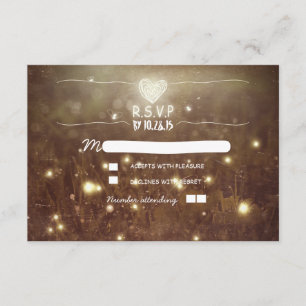 Romantic fireflies rustic lights wedding RSVP