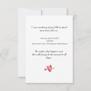 Romantic First Date Heart Proposal Invitation