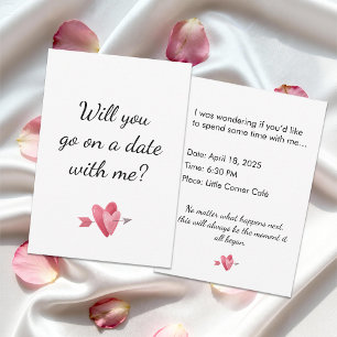Romantic First Date Heart Proposal Invitation