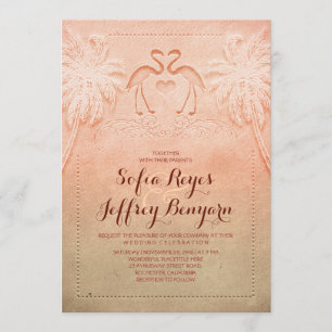 Romantic Flamingo Beach Wedding Invitation