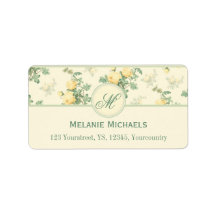 Romantic floral address labels yellow roses