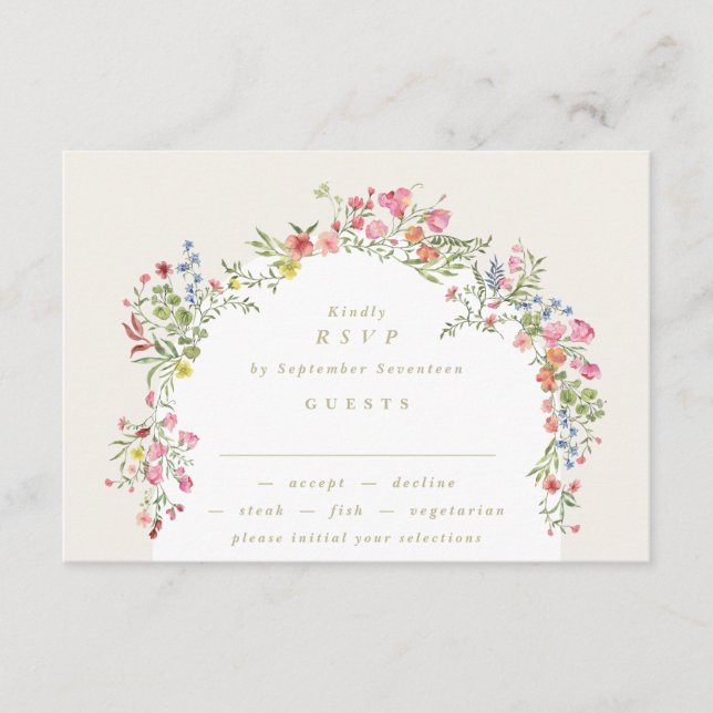 romantic floral arch Digital wedding RSVP Invitation (Front)