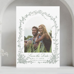 Romantic Floral Arch Garden Wedding Photo Save The Date