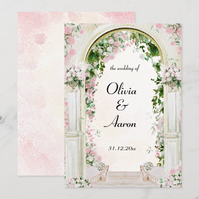 Romantic Floral Arch Wedding Invitation (Front/Back)