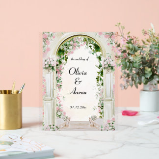 Romantic Floral Arch Wedding Invitation Acrylic Sign