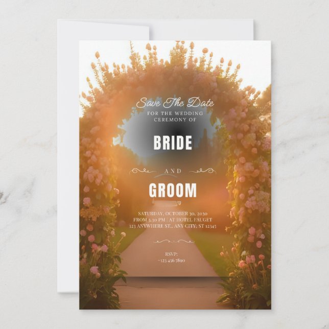 Romantic Floral Arch Wedding Invitation Background (Front)