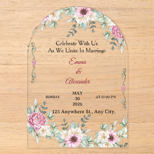 Romantic Floral Arch Wedding Invitation Template