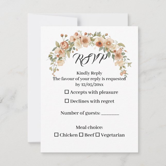 Romantic Floral Arch Wedding RSVP Card (Front)