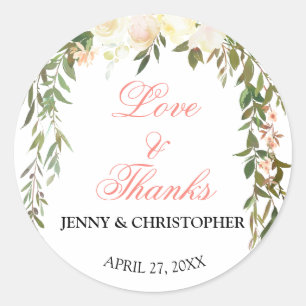 Romantic Floral Arch Wedding Thank You Classic Round Sticker