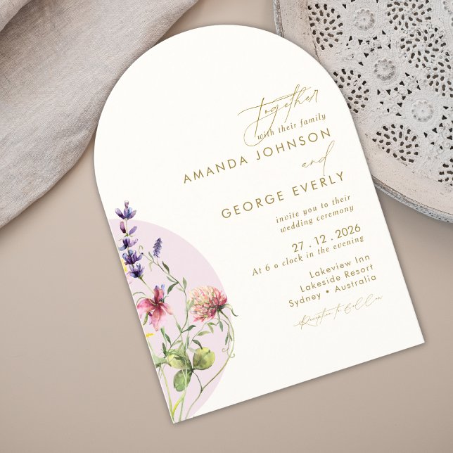 Romantic Floral Arched Spring Summer Fall Wedding  Invitation (Creator Uploaded)