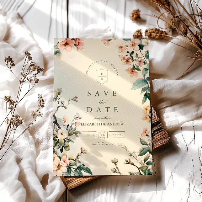 Romantic Floral Art Nouveau Wedding Save The Date (Creator Uploaded)