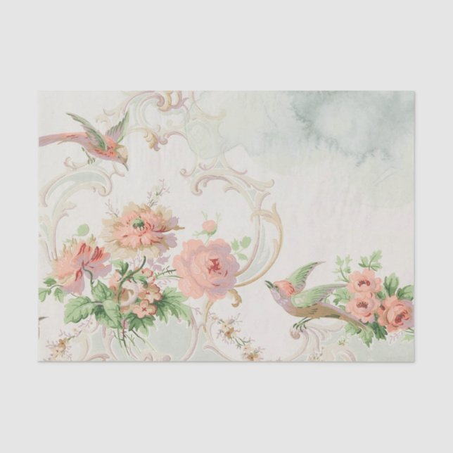 Romantic Floral Bird Tissue Paper (Front)
