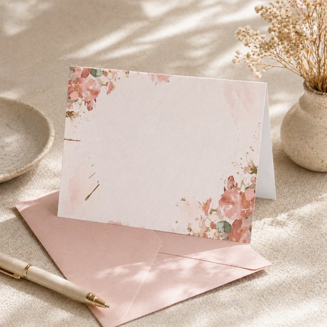 Romantic Floral Blank Greeting Card Watercolor (Creator Uploaded)