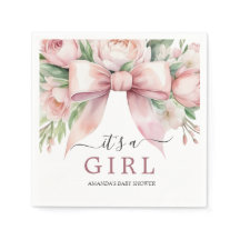 Romantic Floral Blush Pink Bow Baby Shower