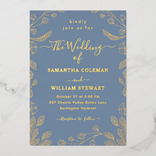 Romantic Floral Botanical Periwinkle Wedding