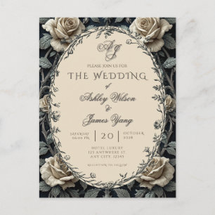 Romantic Floral Botanical Wedding Invitation Postcard