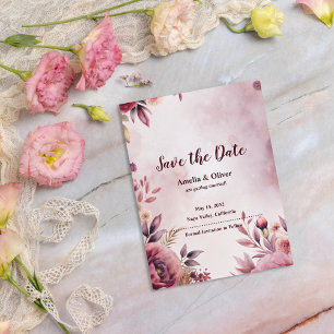 Romantic Floral Botanical Wedding Save the Date Announcement Postcard