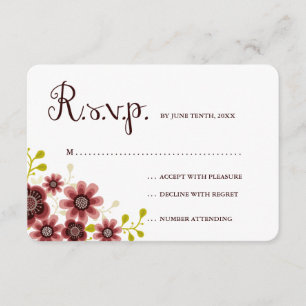 Romantic Floral Bouquet Banner Wedding RSVP Card