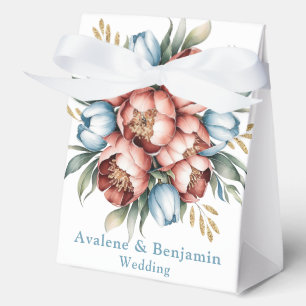 Romantic Floral Bouquet: Peonies & Tulips Wedding Favour Box