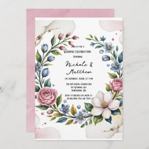 Romantic Floral Bouquet Wedding Celebration Invitation