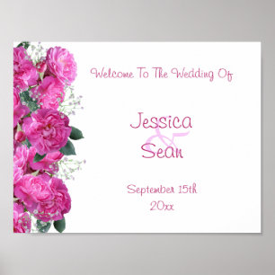 Romantic Floral Bouquet Wedding Welcome Poster