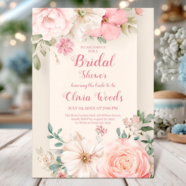 Romantic floral bridal shower card (Creator Uploaded)