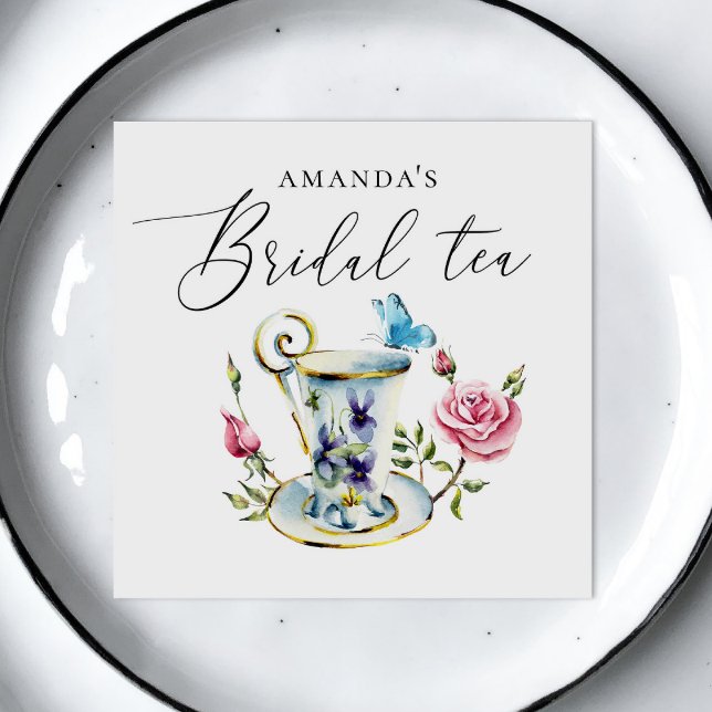Romantic Floral Bridal Shower | Elegant Tea Party Napkin (Creator Uploaded)
