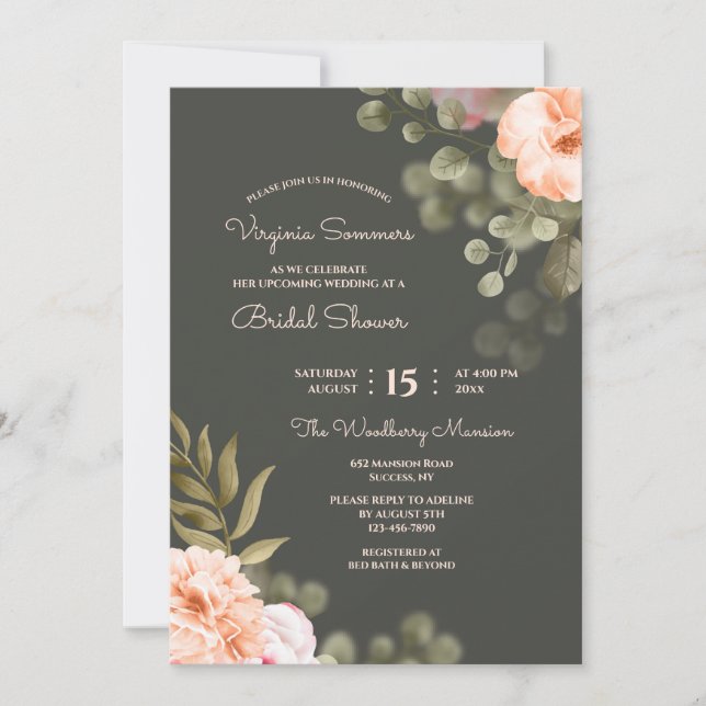 Romantic Floral Bridal Shower Invitation (Front)