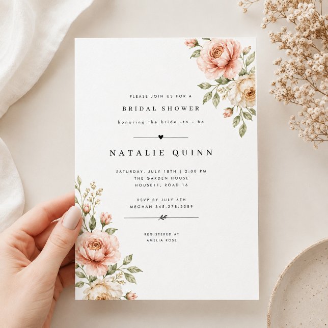 Romantic Floral Bridal Shower Invitation Template. (Creator Uploaded)