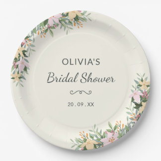Romantic Floral Bridal Shower Paper Plate