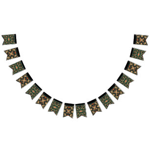 Romantic floral bunting banner